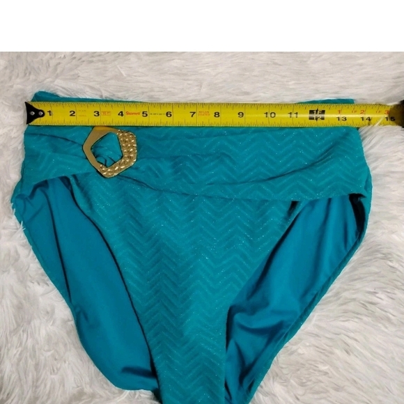 Trina Turk Swim Spa Collection Hi Waist Bikini Bottom Teal Women's Size 10 NWT - Picture 8 of 9